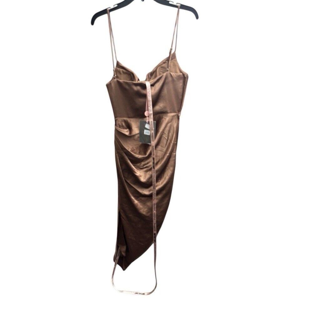 HOUSE OF CB Women Reva Satin Gathered Corset Dress Toffee Size Small $255 NEW - Picture 2 of 6